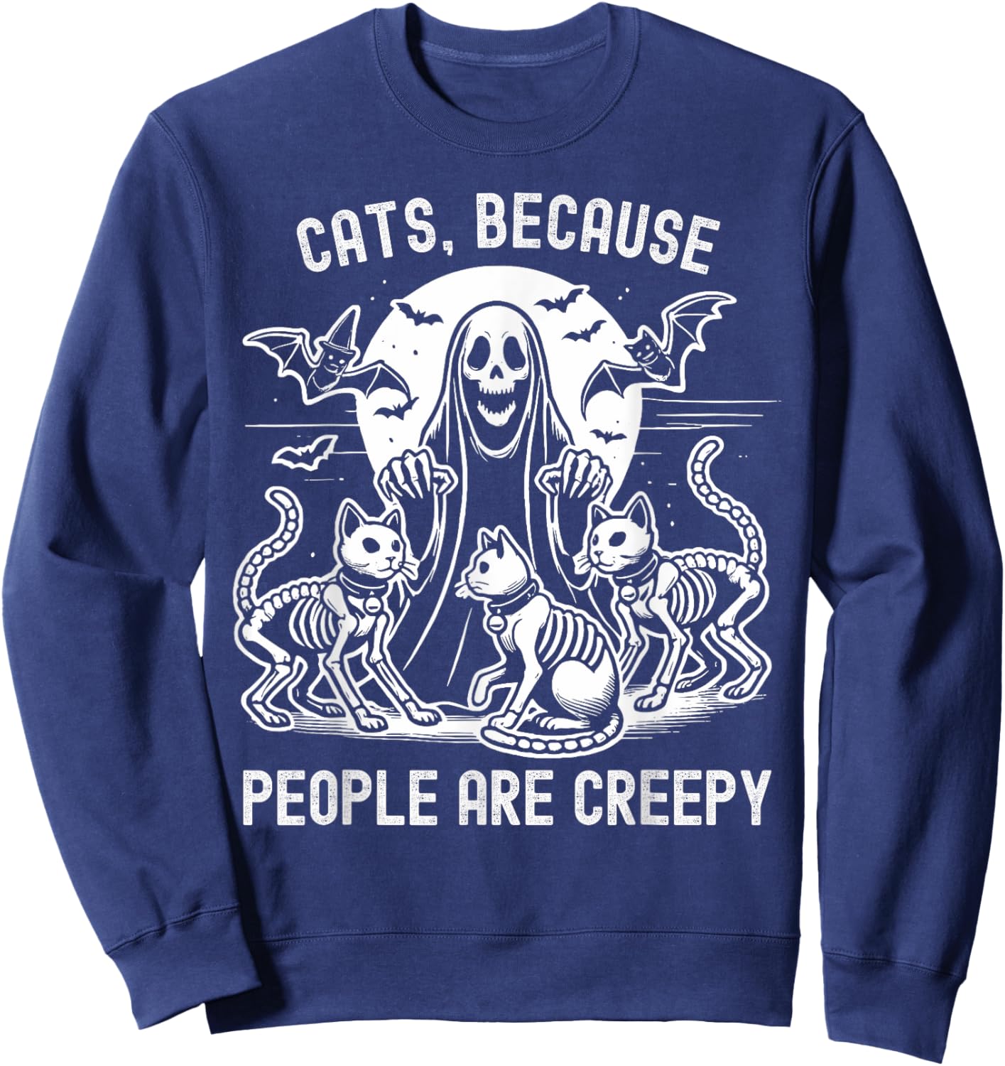 Cats Because People Are Creepy Halloween Sweatshirt - Sweatshirt | Navy