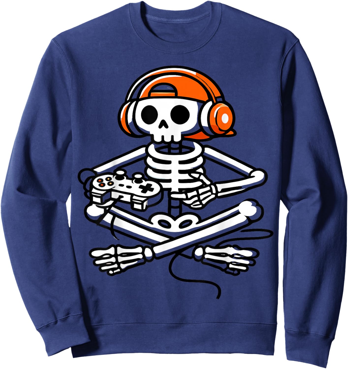 Funny Skeleton Playing Video Game Boys Men Kids Sweatshirt - Sweatshirt | Navy