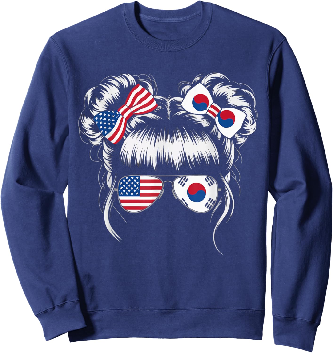 Half American Half Korean USA Flag South Korea America Sweatshirt - Sweatshirt | Navy