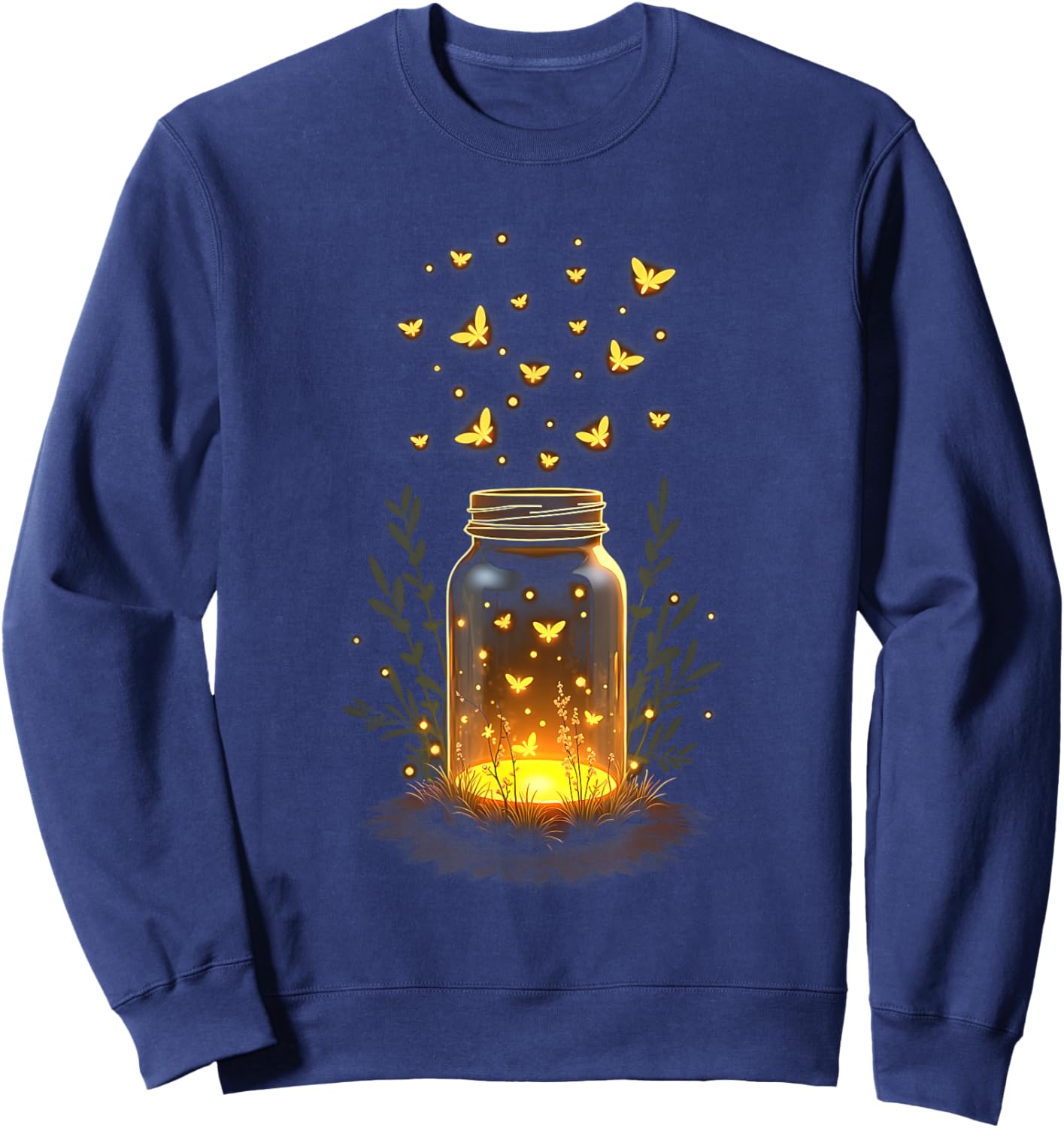 Fireflies In A Jar Nature Lover Glowing Insects Summer Night Sweatshirt - Sweatshirt | Navy