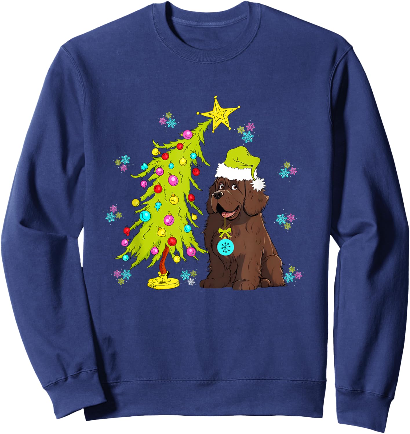 Cute Newfoundland Dog Newfoundland Christmas Women Kids Sweatshirt - Sweatshirt | Navy