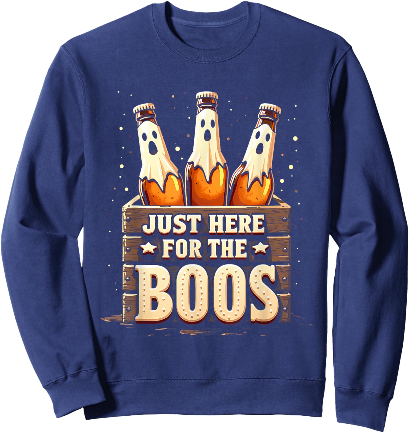Here for the Boos Halloween 6 Pack Booze Ghost Beer Bottles Sweatshirt - Sweatshirt | Navy