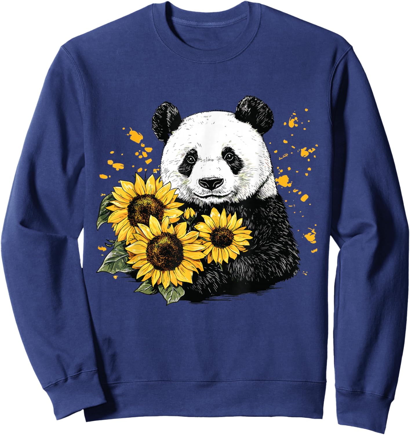 Panda bear with sunflowers, Panda Bear Sweatshirt - Sweatshirt | Navy