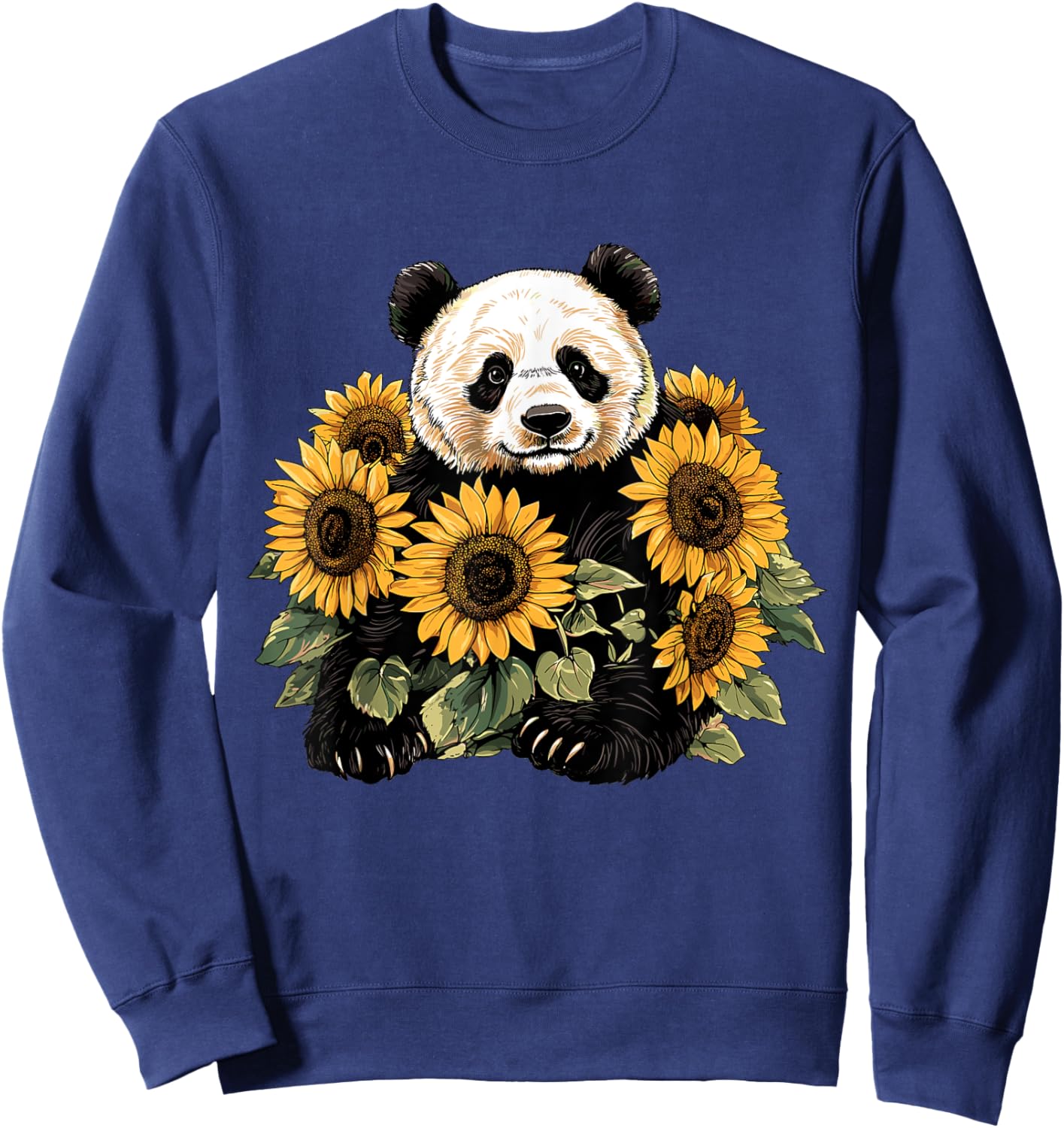 Panda bear with sunflowers, Panda Bear Sweatshirt - Sweatshirt | Navy