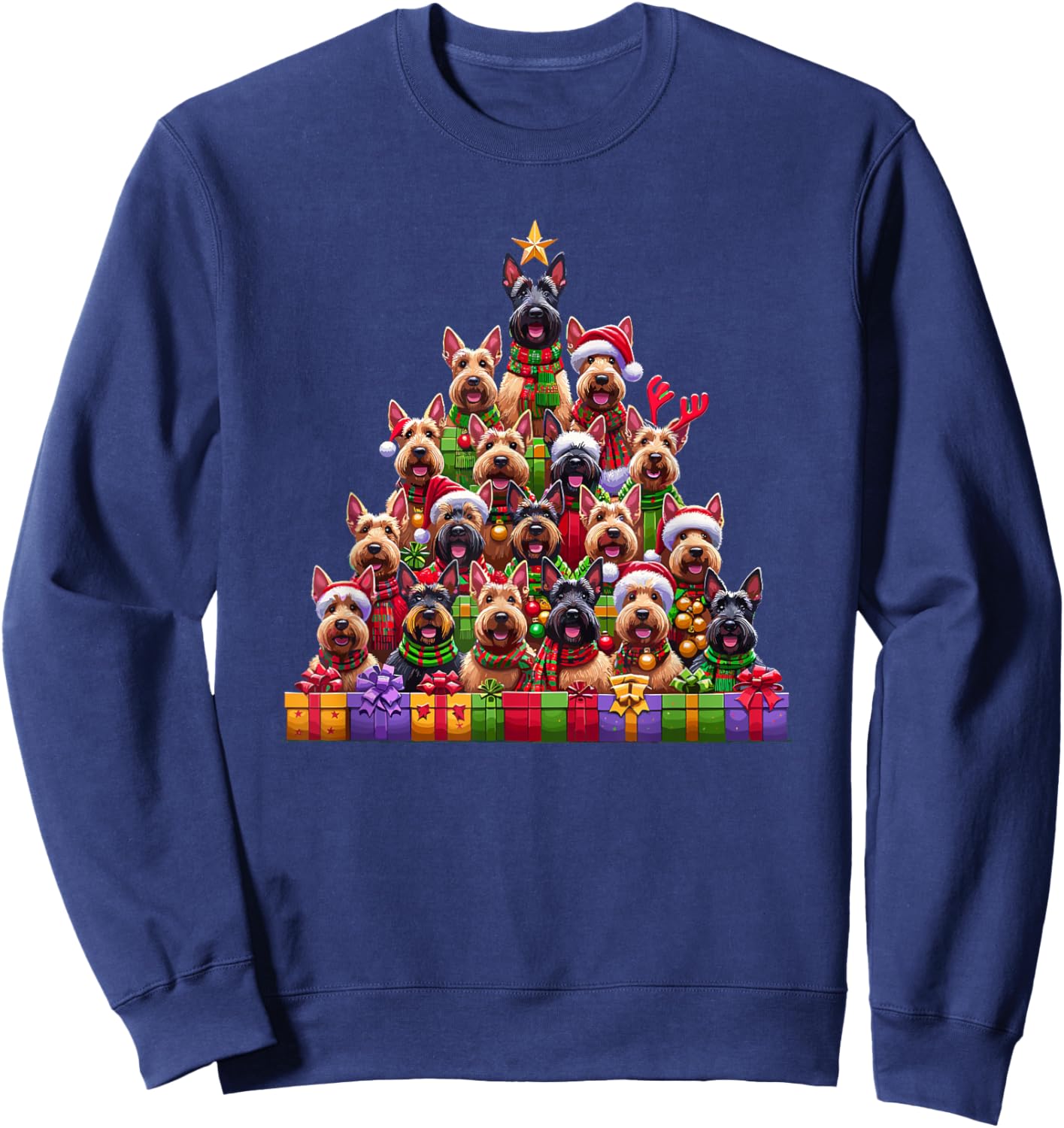 Christmas Tree Scottish Terrier Scottie Terriers Sweatshirt - Sweatshirt | Navy