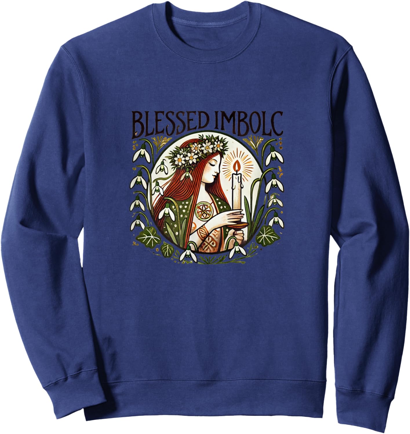 Blessed Imbolc Goddess Illustration Brigid Goddesses Sweatshirt - Sweatshirt | Navy