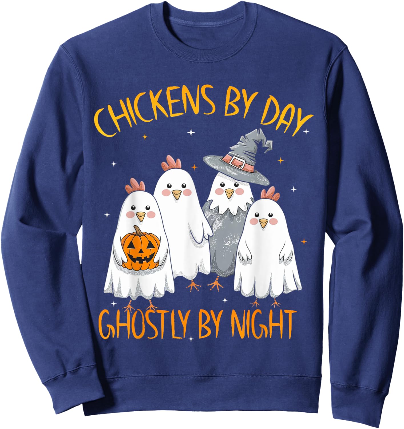 Funny Chicken Halloween Costume Spooky Season Chickens Witch Sweatshirt - Sweatshirt | Navy