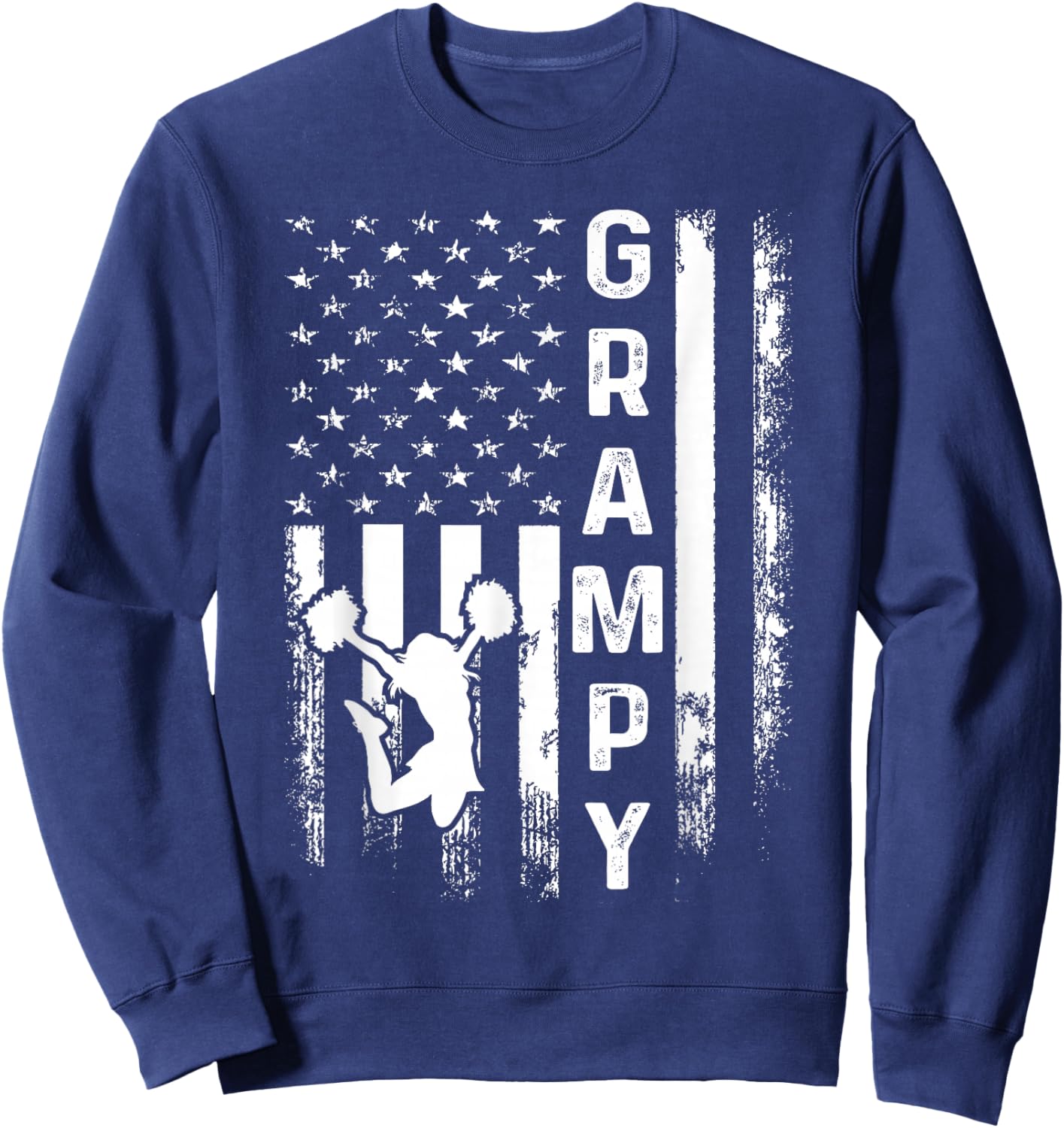 Cheerleader Cheer Grampy America Flag Vintage Xmas Sweatshirt - Sweatshirt | Navy