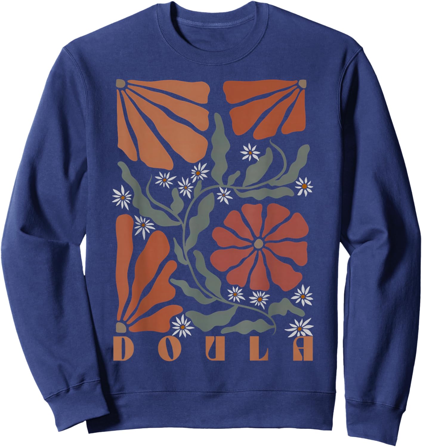 Boho Floral Doula OB Nurse Coach Lactation Consultant Sweatshirt - Sweatshirt | Navy