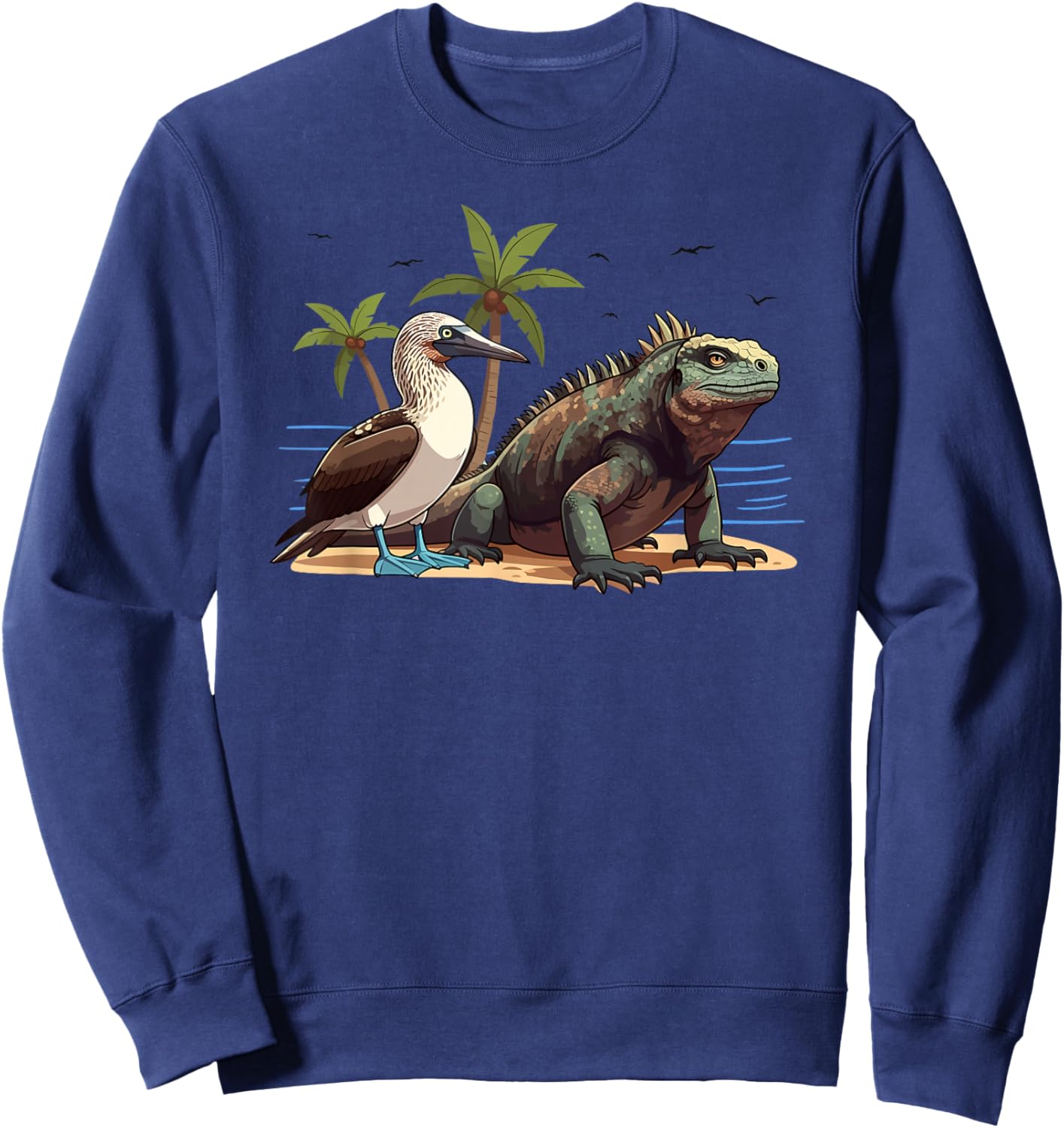 Blue Footed Booby Galapagos Land Iguana Lizard Sweatshirt - Sweatshirt | Navy