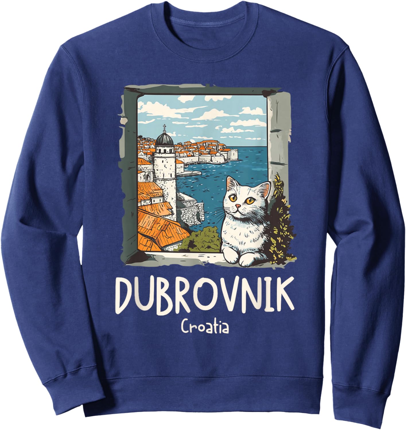 Dubrovnik Croatia Cat / Dubrovnik Sweatshirt - Sweatshirt | Navy