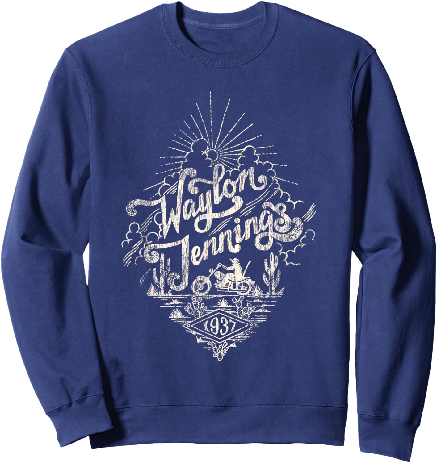 Waylon Jennings - Official Merchandise - Moto Sweatshirt - Sweatshirt | Navy