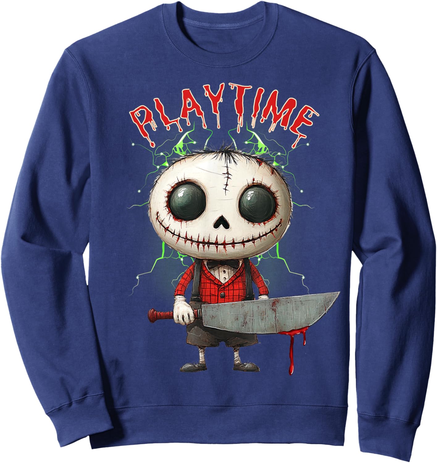Creepy Playtime Spooky Horror Character Halloween Design Sweatshirt - Sweatshirt | Navy