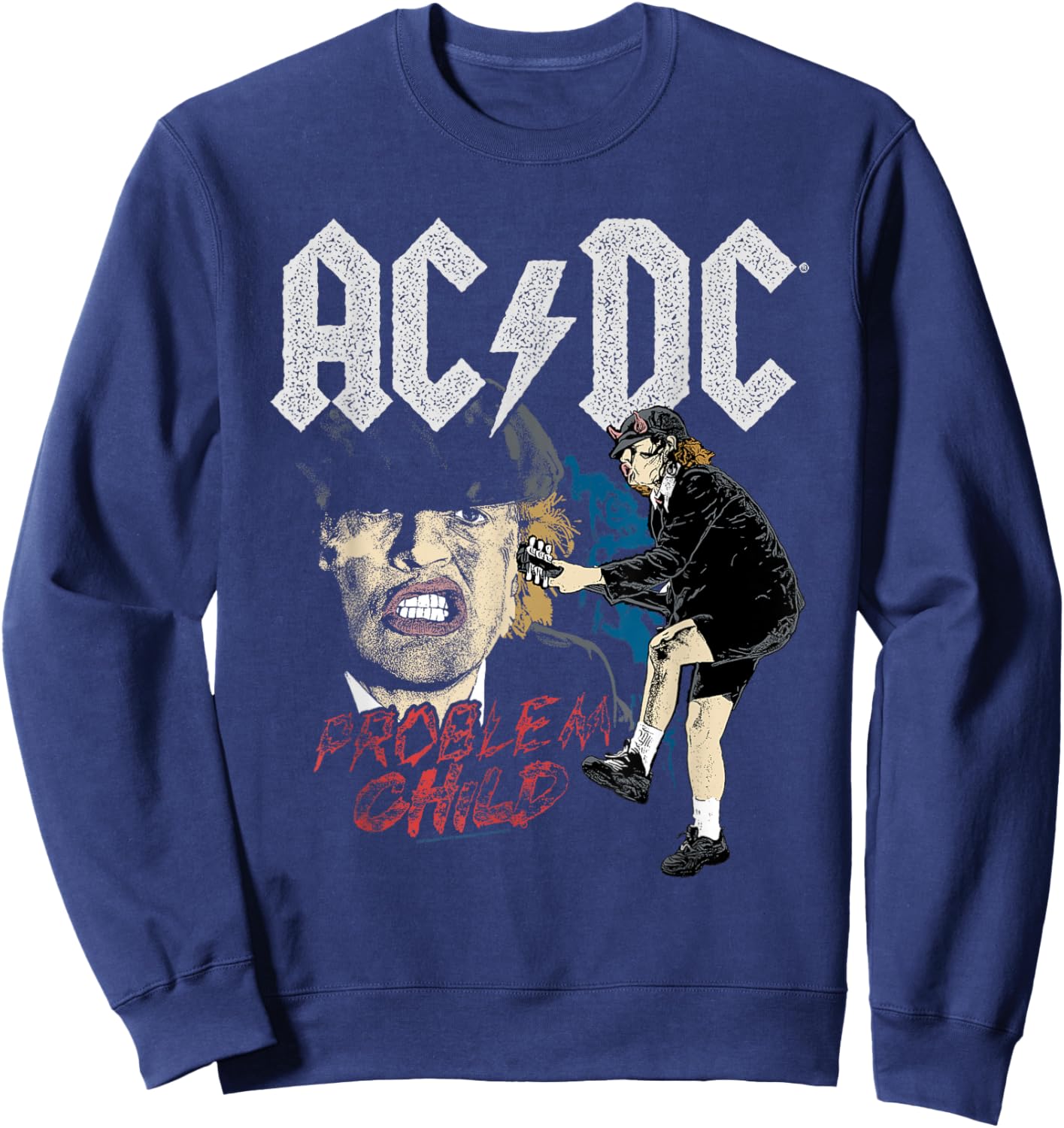 AC/DC Angus Young Problem Child Sweatshirt - Sweatshirt | Navy