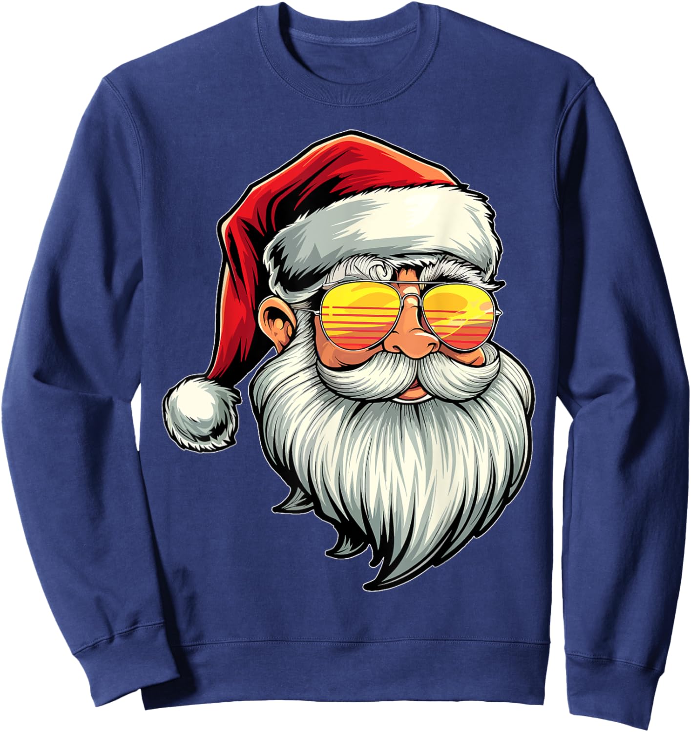 Santa Face Retro Sunglasses Christmas Xmas Men Women Kids Sweatshirt - Sweatshirt | Navy