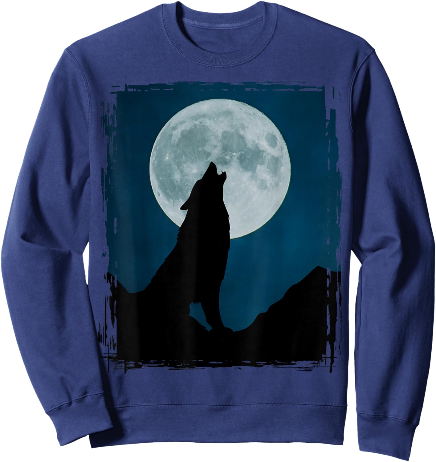 Howling Wolf Silhouette At Full Moon Night Wild Spirit Sweatshirt - Sweatshirt | Navy
