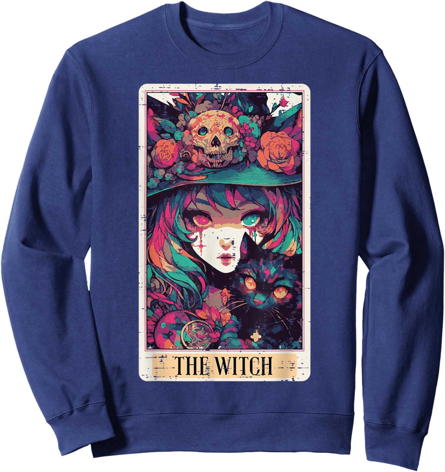 Halloween Tarot The Witch Card Cat Costume Women Girls Kids Sweatshirt - Sweatshirt | Navy