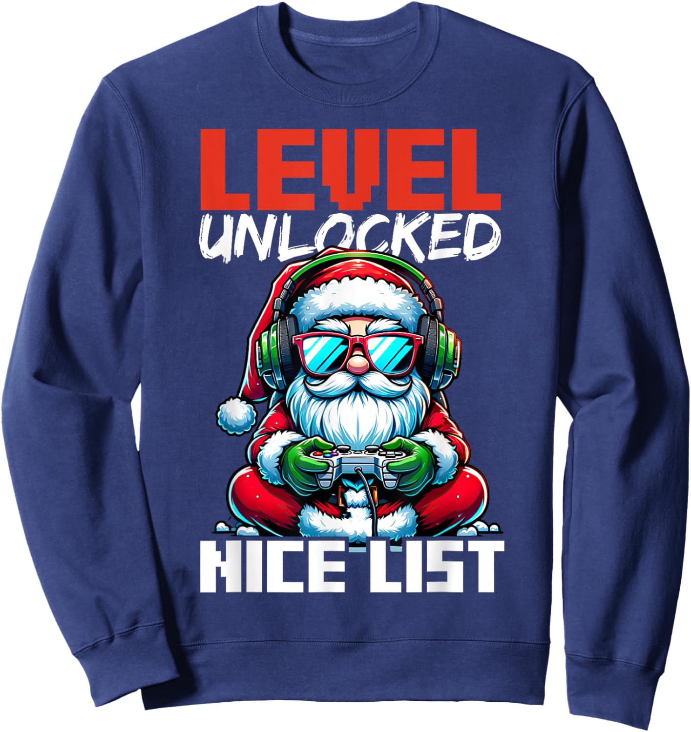 Christmas Gamer Boys Nice List Video Game Santa Xmas Sweatshirt - Sweatshirt | Navy