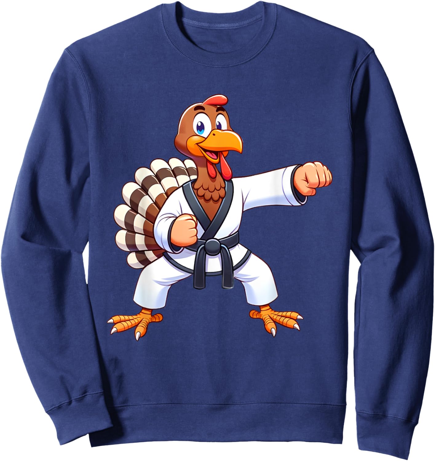 Thanksgiving MMA Kickboxing Judo Karate Turkey Kids Teens Sweatshirt - Sweatshirt | Navy