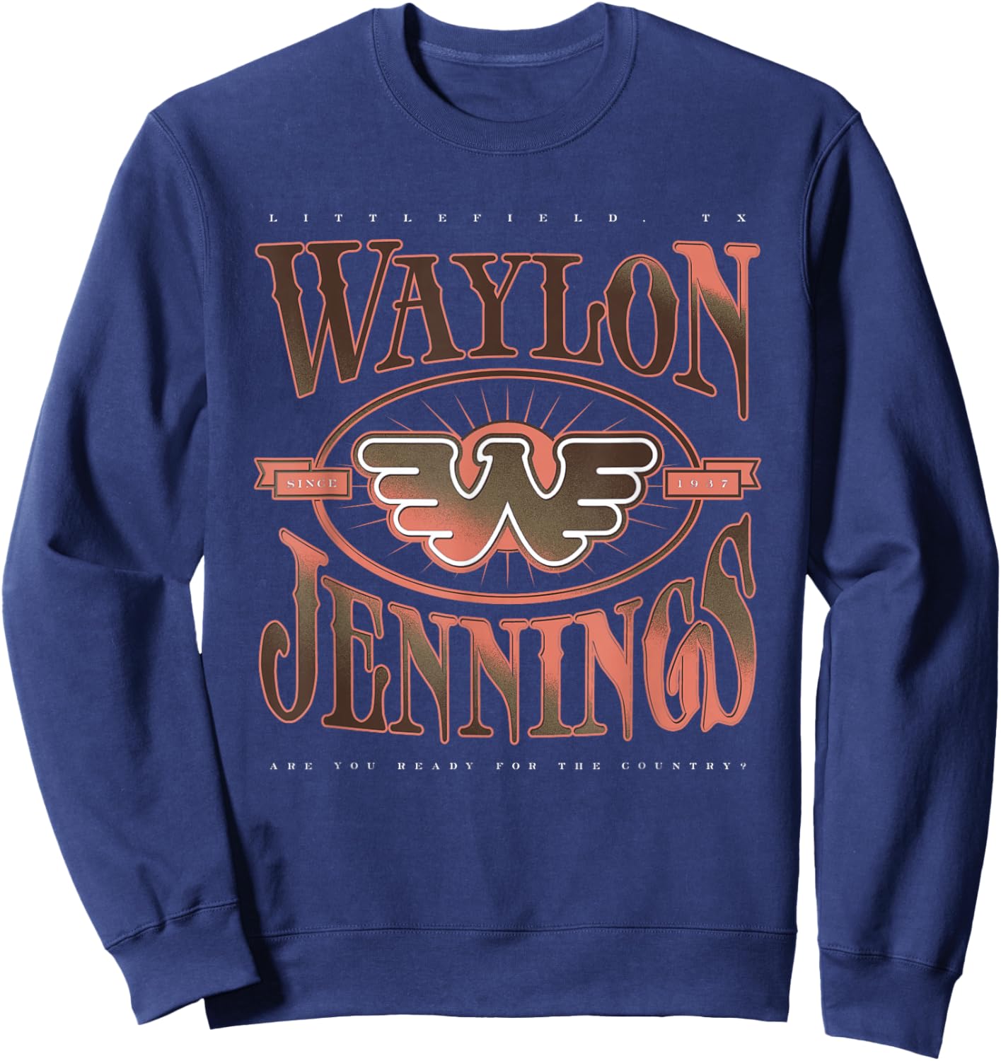 Waylon Jennings - Official Merchandise - Waylon Sweatshirt - Sweatshirt | Navy