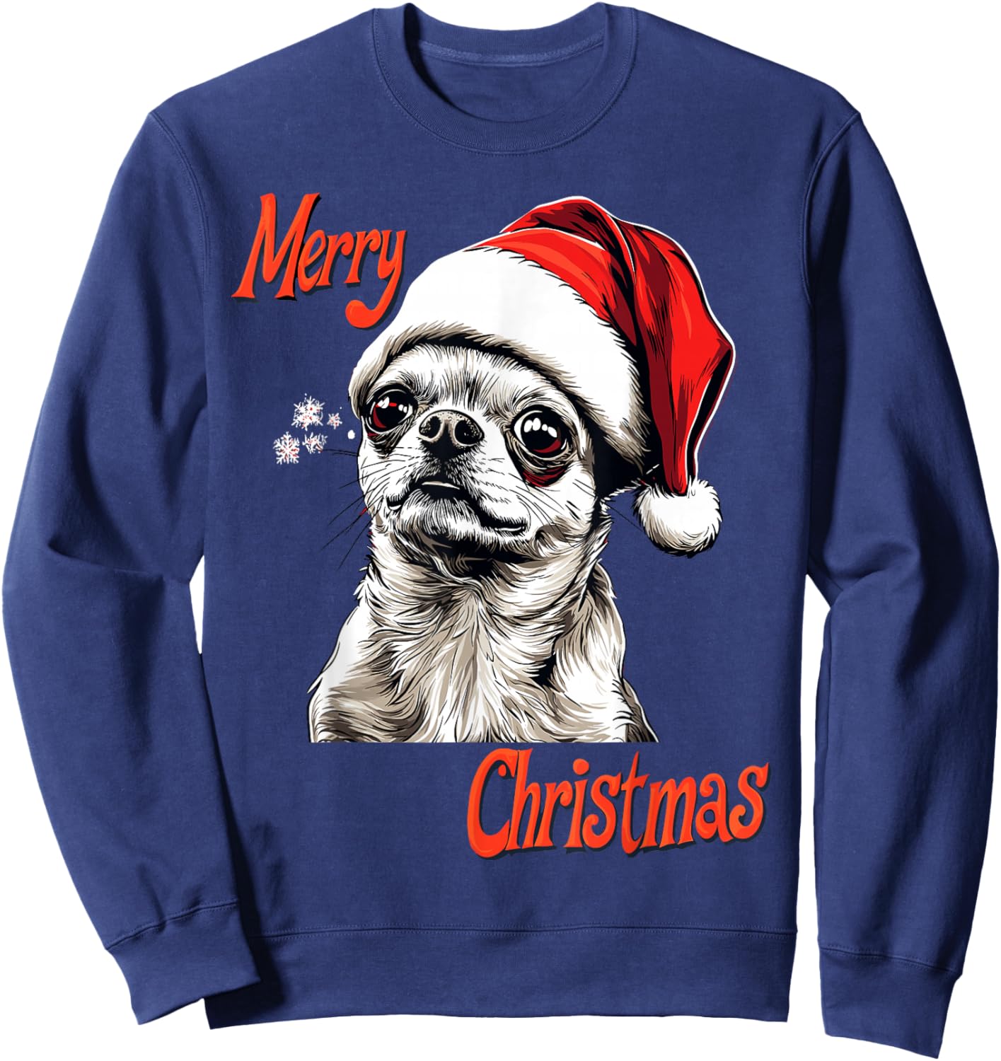 Chihuahua Santa Hat Merry Christmas Xmas Dog Lover Pajama Women Kids Sweatshirt - Sweatshirt | Navy