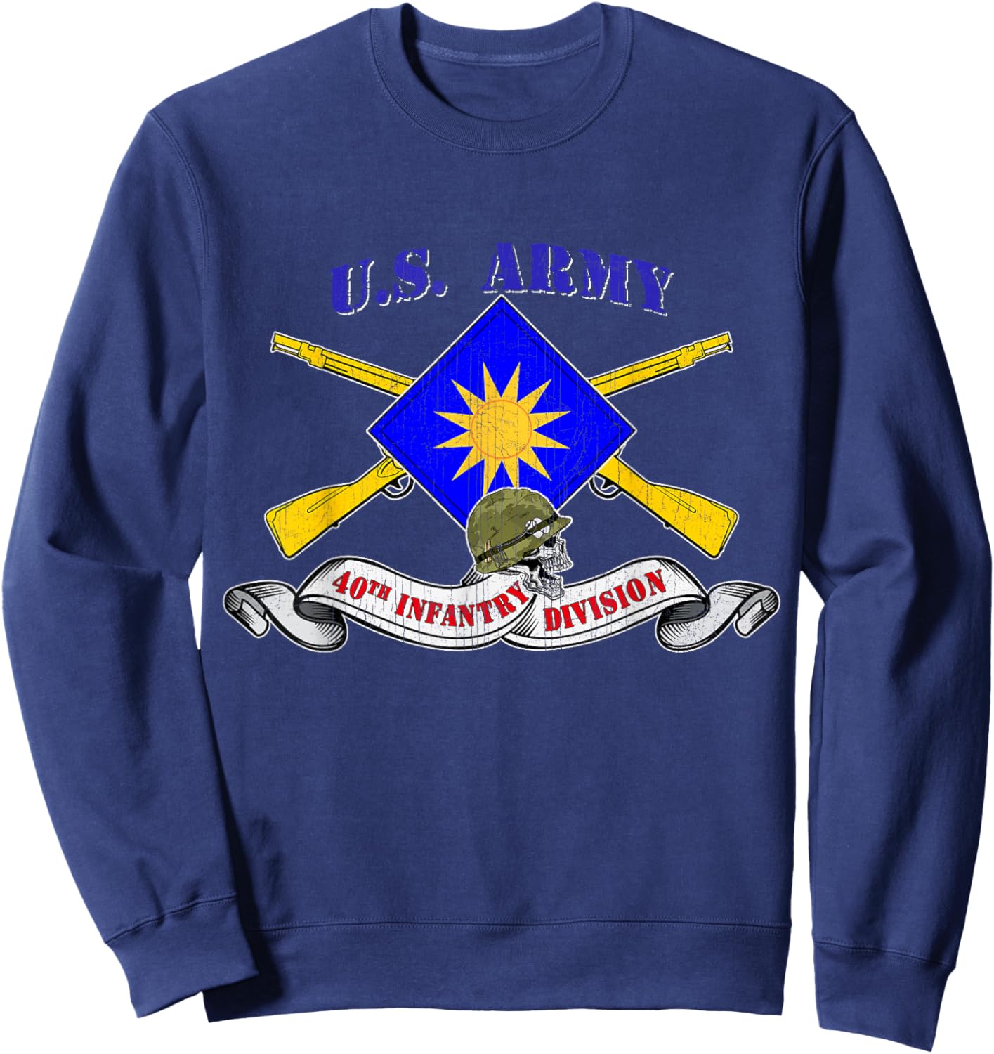 40th Infantry Division 40th ID Veteran Sunburst Division Sweatshirt - Sweatshirt | Navy