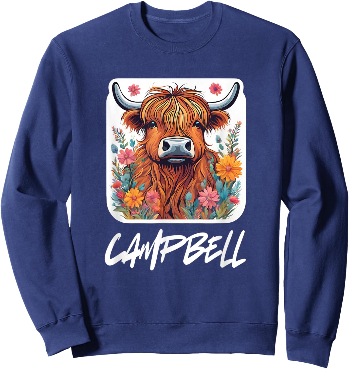 Campbell Clan Highland Cow Scottish Family Name Party Sweatshirt - Sweatshirt | Navy