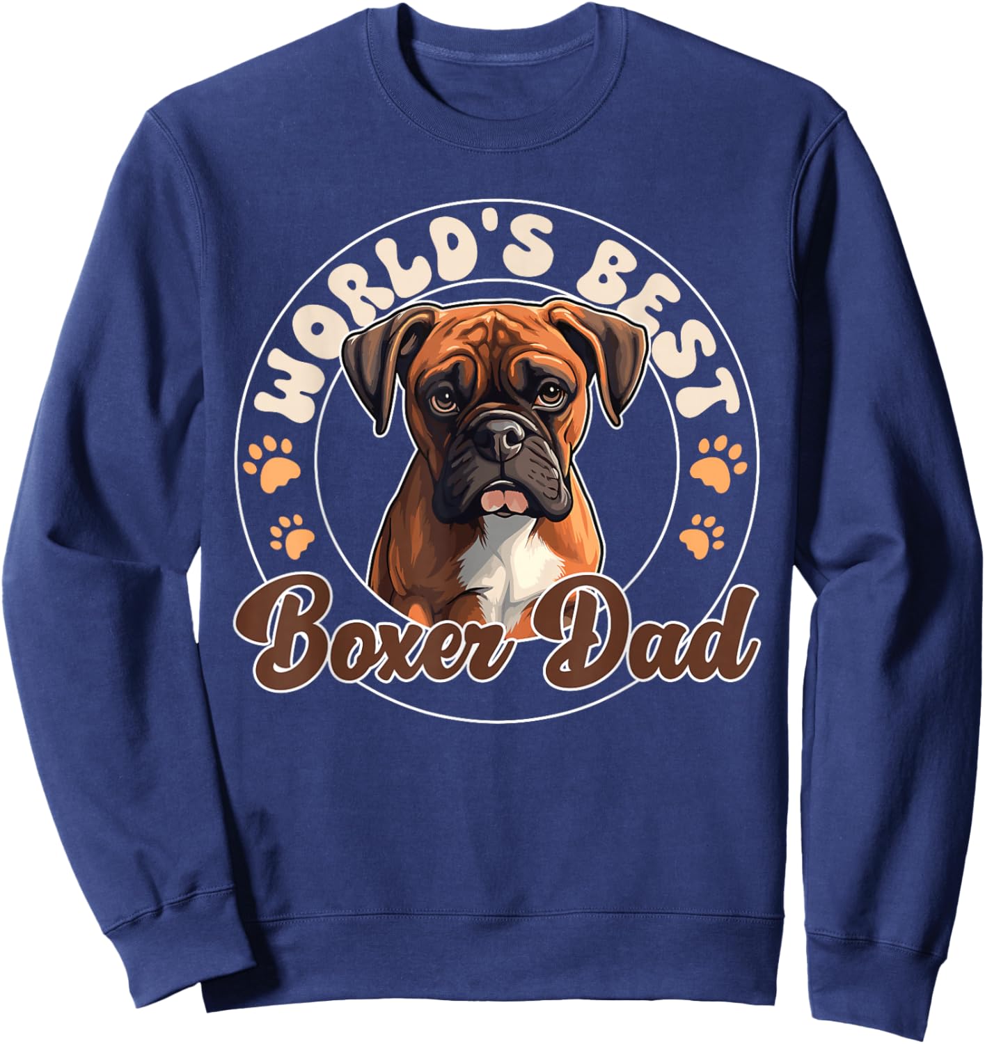 Boxer Dog Groovy World's Best Boxer Dad Sweatshirt - Sweatshirt | Navy