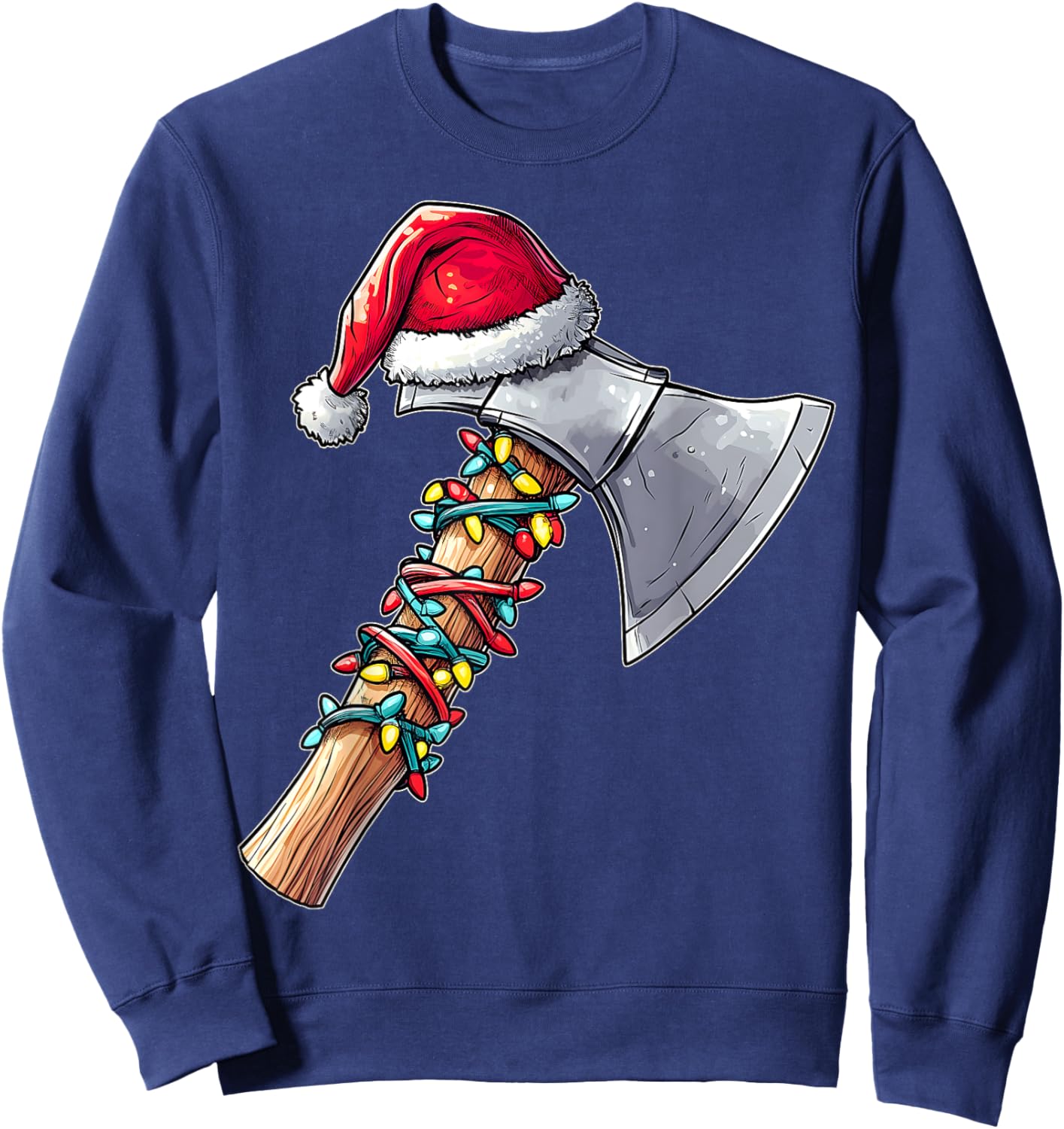 Axe Throwing Axe Thrower Christmas Hat Xmas - -Adults, Short Sleeve, , Black, Small Sweatshirt - Sweatshirt | Navy