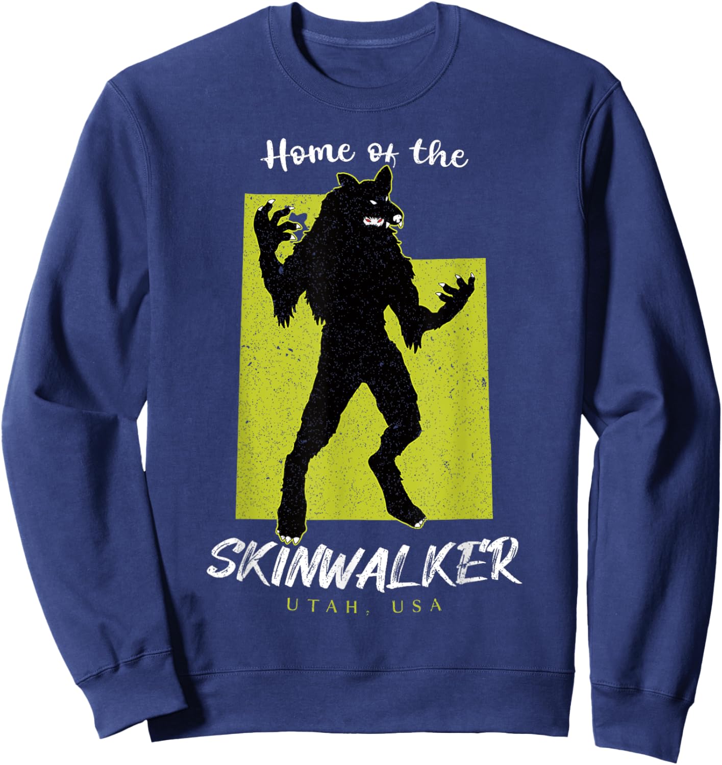 The Skinwalker Utah State American Cryptid Sweatshirt - Sweatshirt | Navy