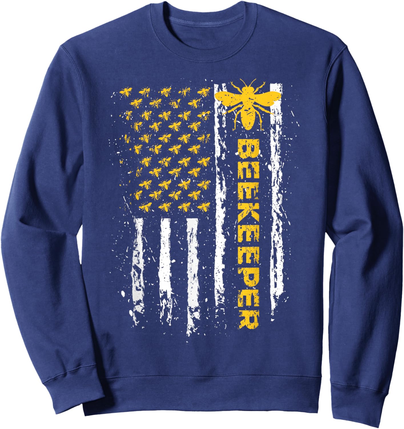 Beekeeper USA Flag Funny Honeybee Beekeeping Bee Patriotic Sweatshirt - Sweatshirt | Navy