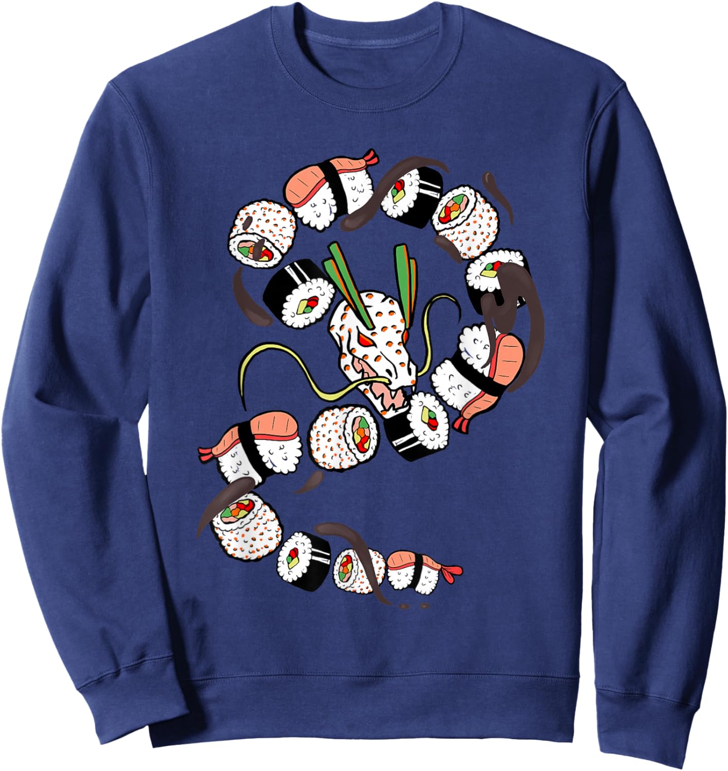 Sushi Dragon Roll Funny Japanese Food mythical Animal Lovers Sweatshirt - Sweatshirt | Navy