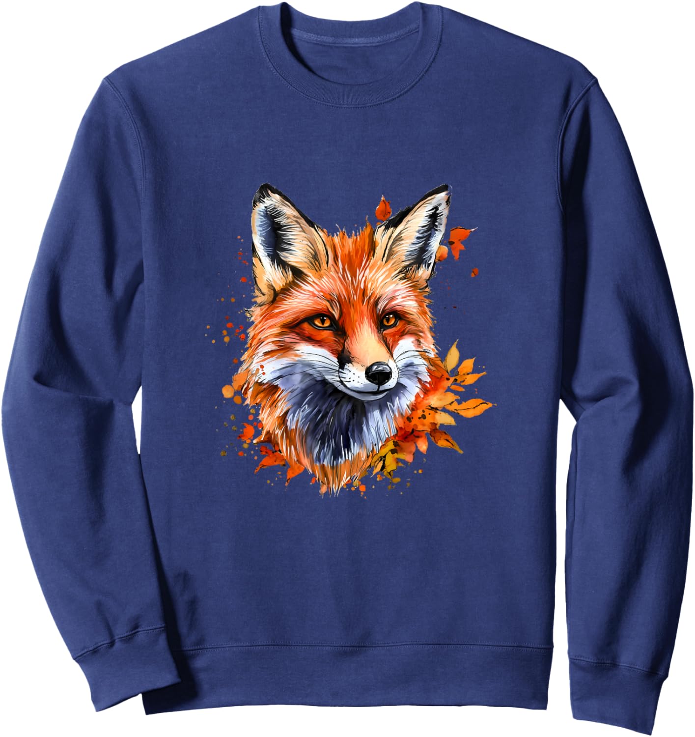 Autumn Watercolor Fox Sweatshirt - Sweatshirt | Navy