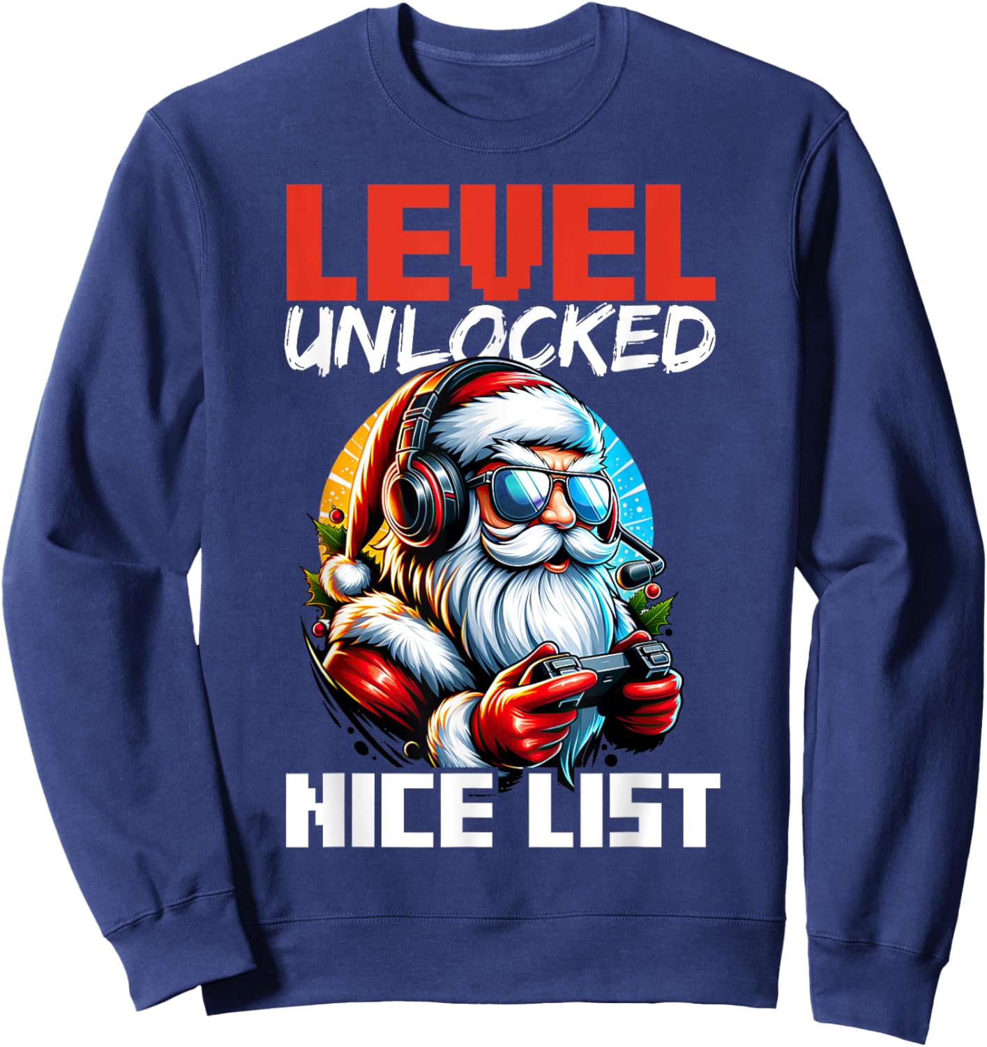 Christmas Gamer Boys Nice List Video Game Santa Xmas Sweatshirt - Sweatshirt | Navy