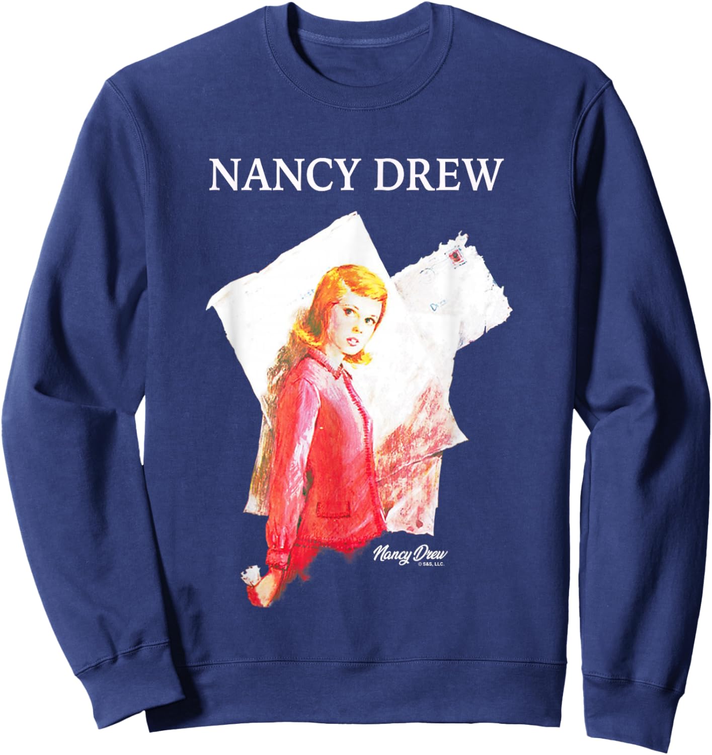 Nancy Drew Nancy's Mysterious Letter Vintage Chest Poster Sweatshirt - Sweatshirt | Navy