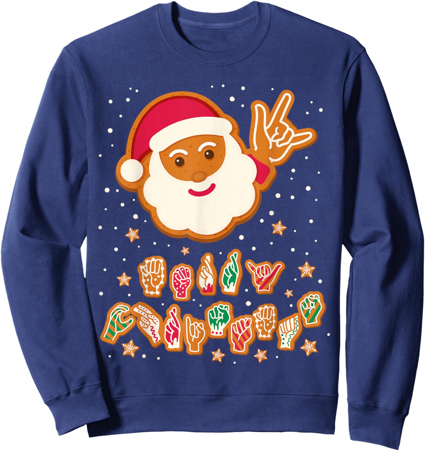 ASL Christmas Santa Signing Merry Christmas Sign Language Sweatshirt - Sweatshirt | Navy