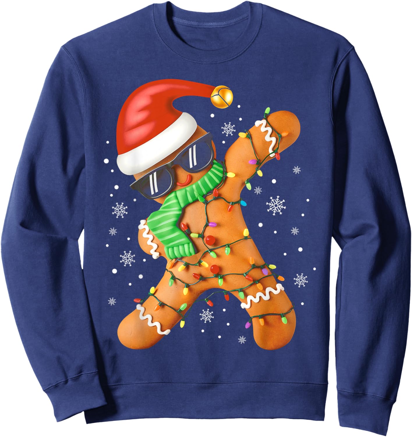 Funny Christmas Boys Kids Dabbing Gingerbread Xmas Pajamas Sweatshirt - Sweatshirt | Navy