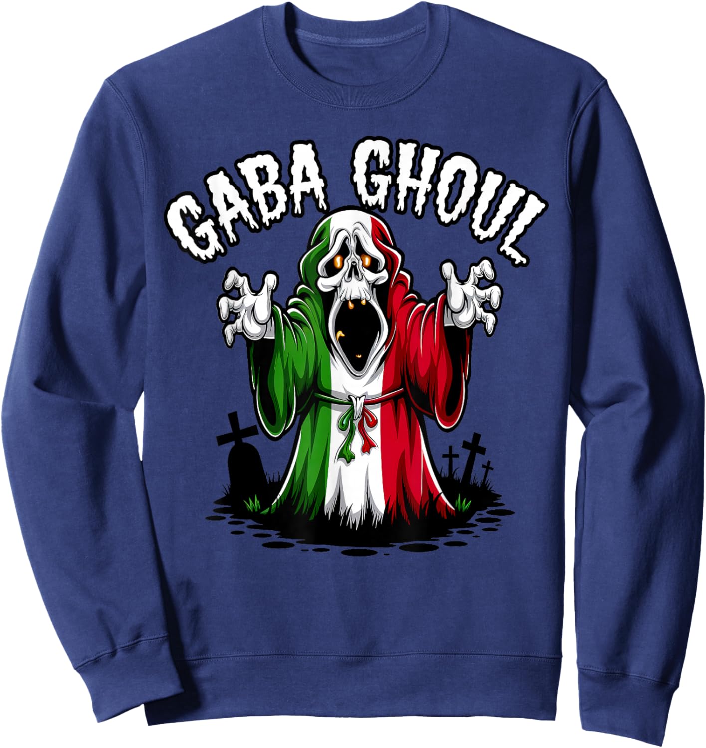 Halloween Graveyard Gaba Ghoul Ghost Funny Italian Gabagool Sweatshirt - Sweatshirt | Navy