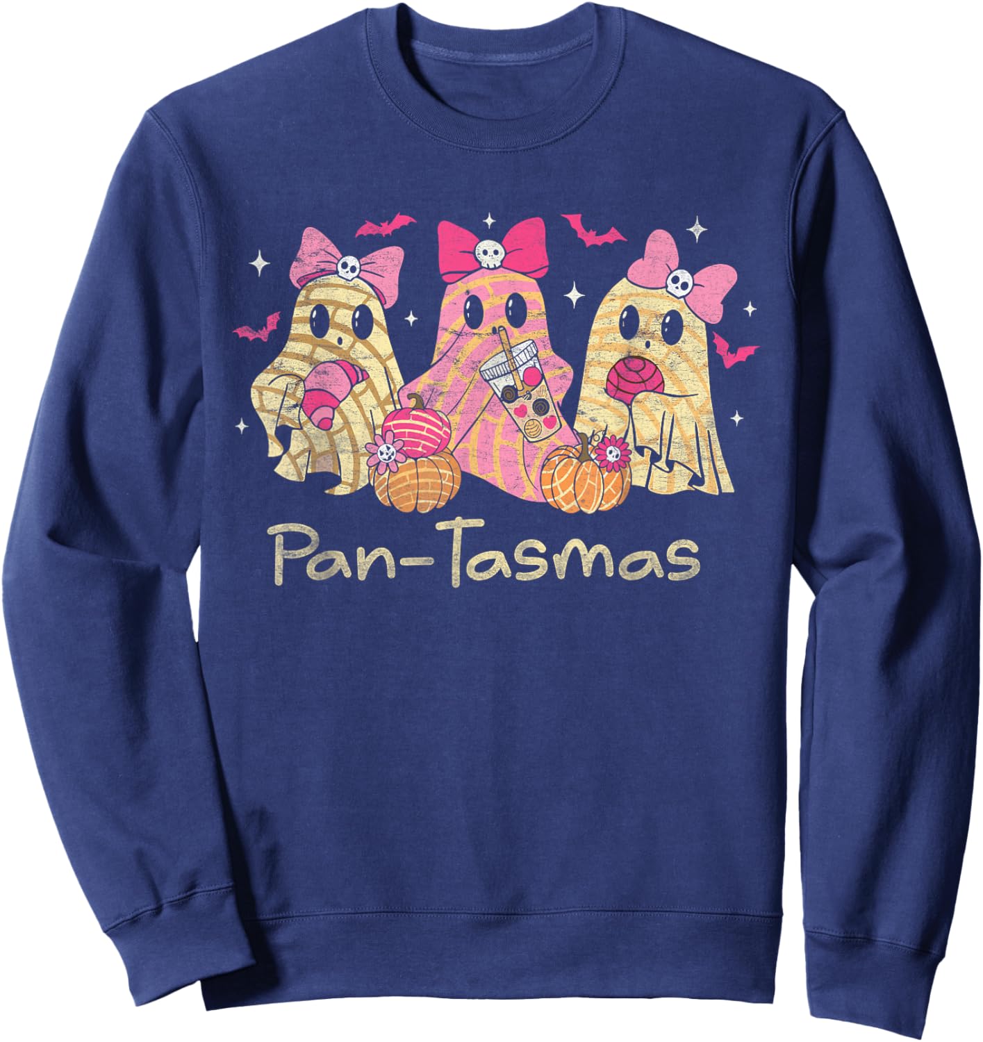 Pantasmas Ghost Funny Spooky Conchas Mexican Ghost Coquette Sweatshirt - Sweatshirt | Navy