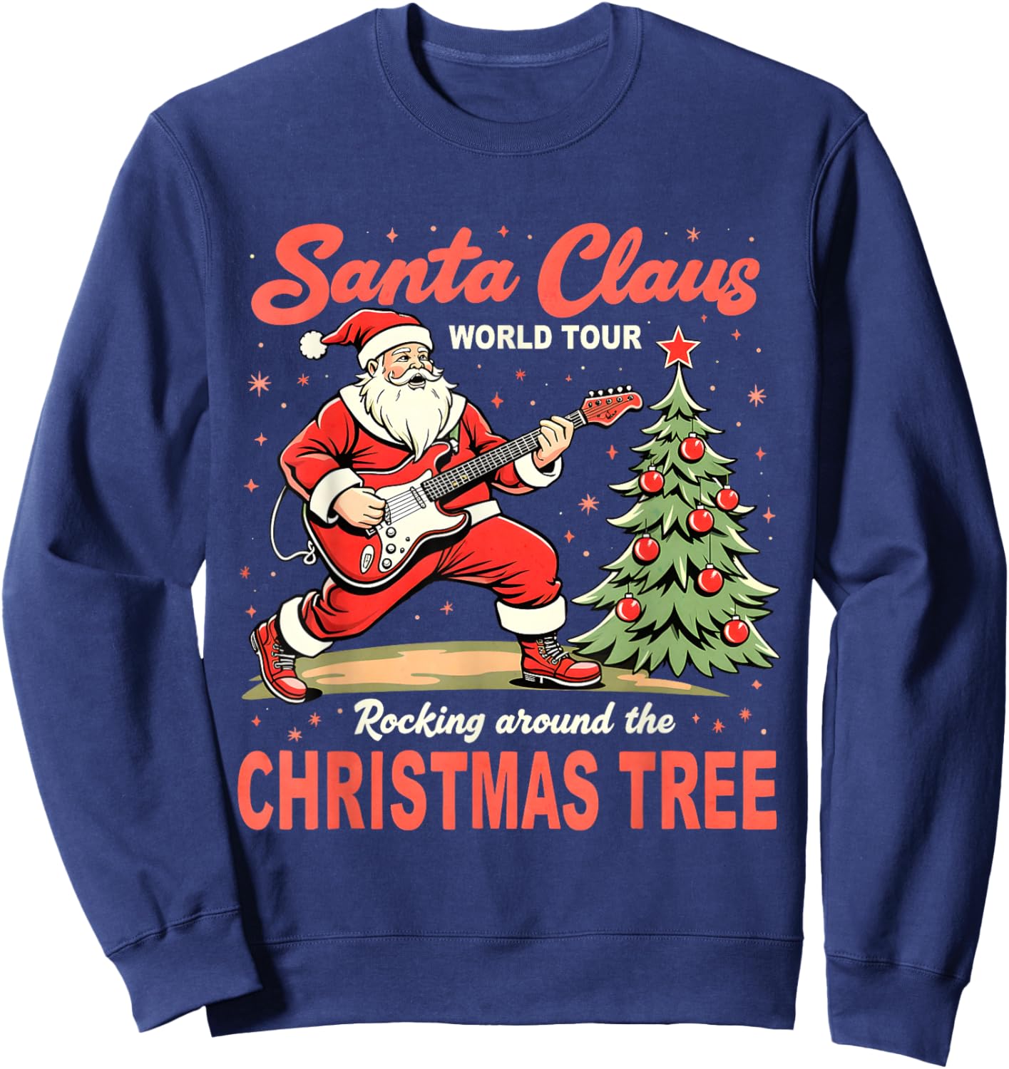Santa Claus World Tour Rocking Around the Christmas Tree Sweatshirt - Sweatshirt | Navy