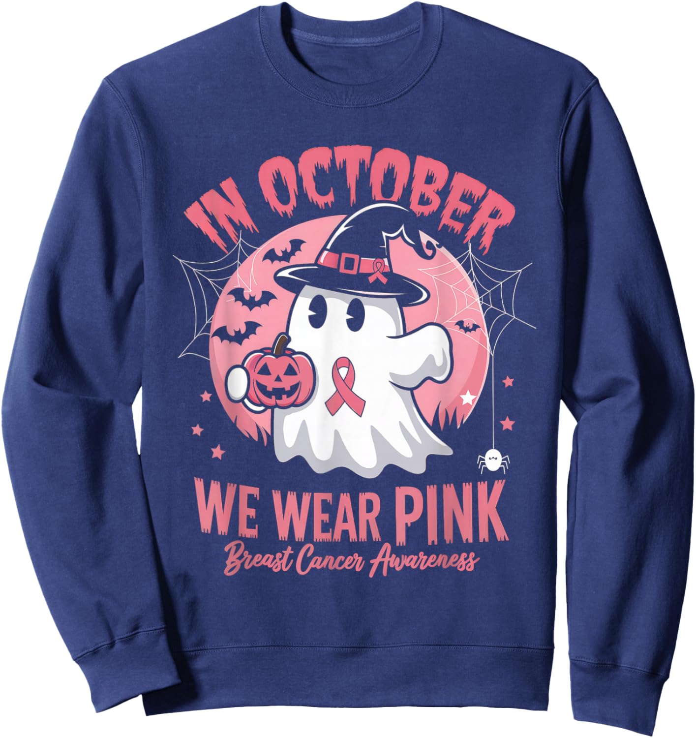 Breast Cancer Shirts Women Halloween October Wear Pink Sweatshirt - Sweatshirt | Navy
