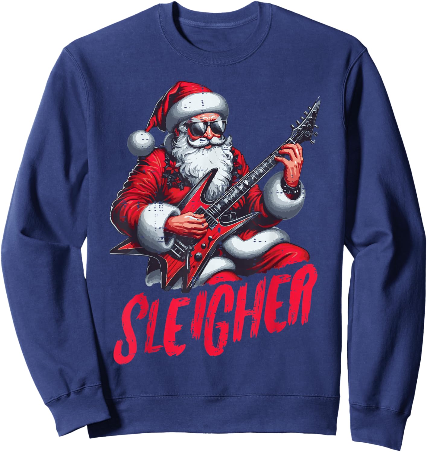Christmas Santa Sleigher Rock Xmas Rocker Men Boys Kids Teen Sweatshirt - Sweatshirt | Navy