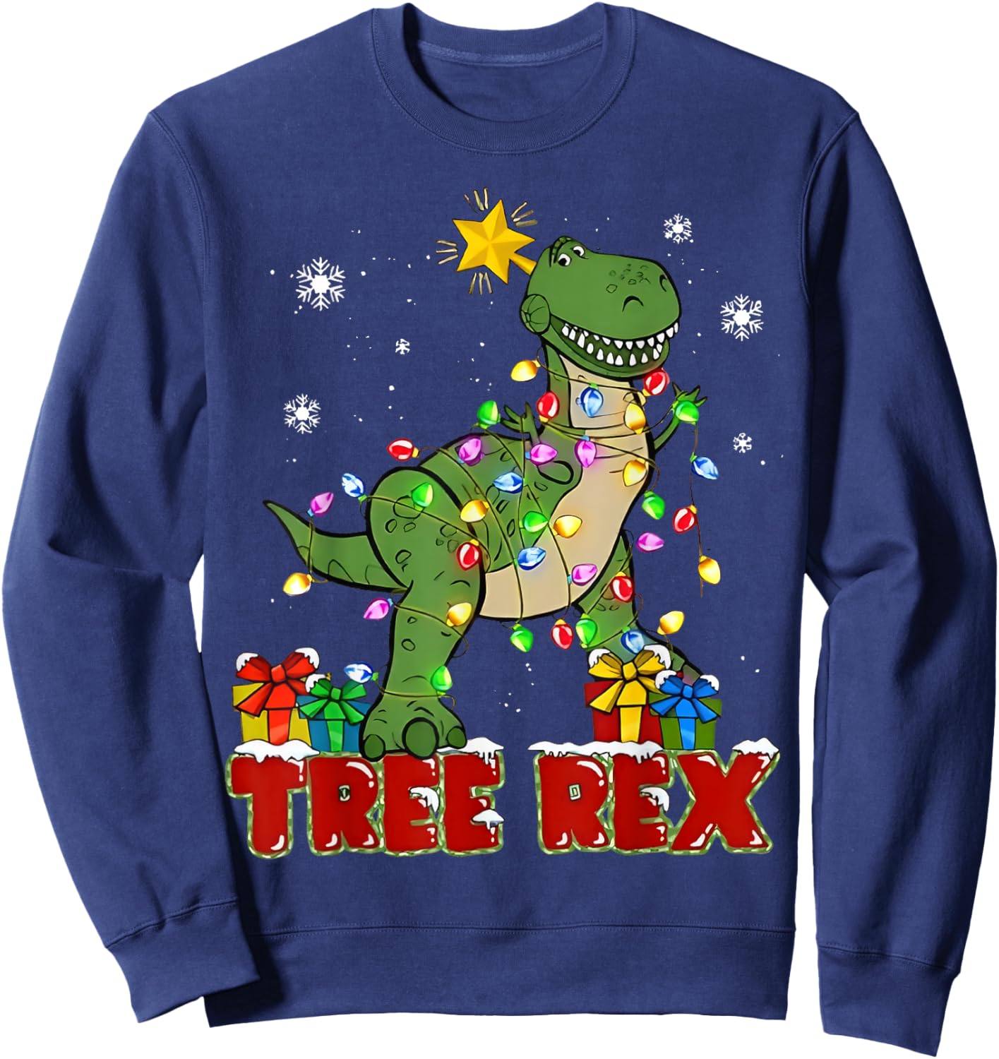 Christmas Dinosaur Tree Rex Trex Pajamas Men Boys Kids Xmas Sweatshirt - Sweatshirt | Navy