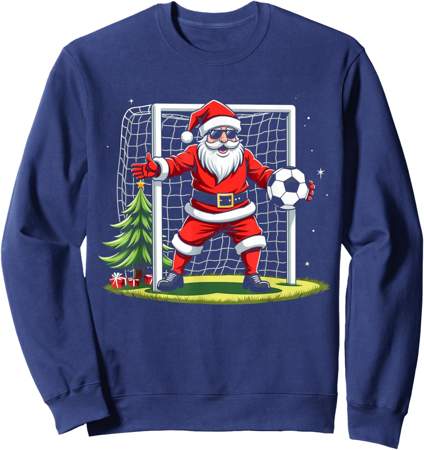 Santa Plays Soccer Christmas Soccer Player Goalkeeper Sweatshirt - Sweatshirt | Navy