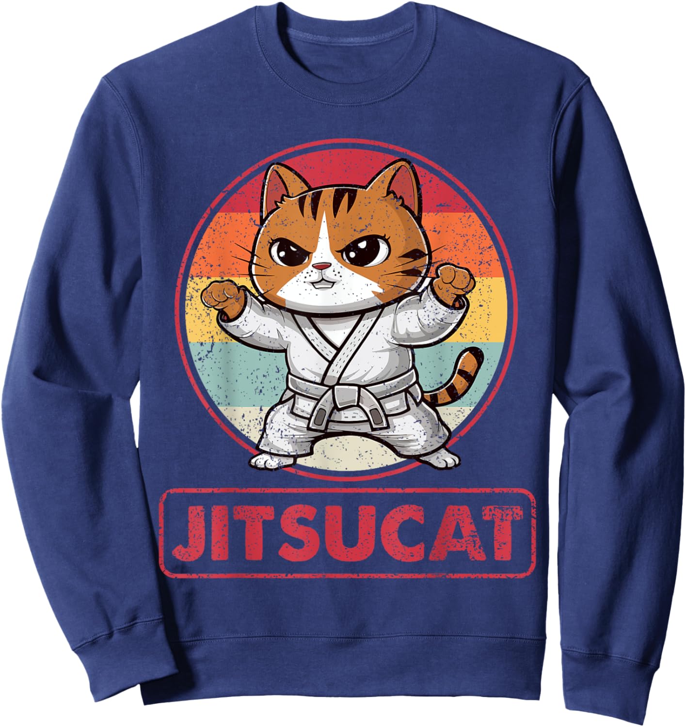 Jiu Jitsu Cat Lover Kitten Brazilian BJJ Martial Arts MMA Men Women Kids Sweatshirt - Sweatshirt | Navy