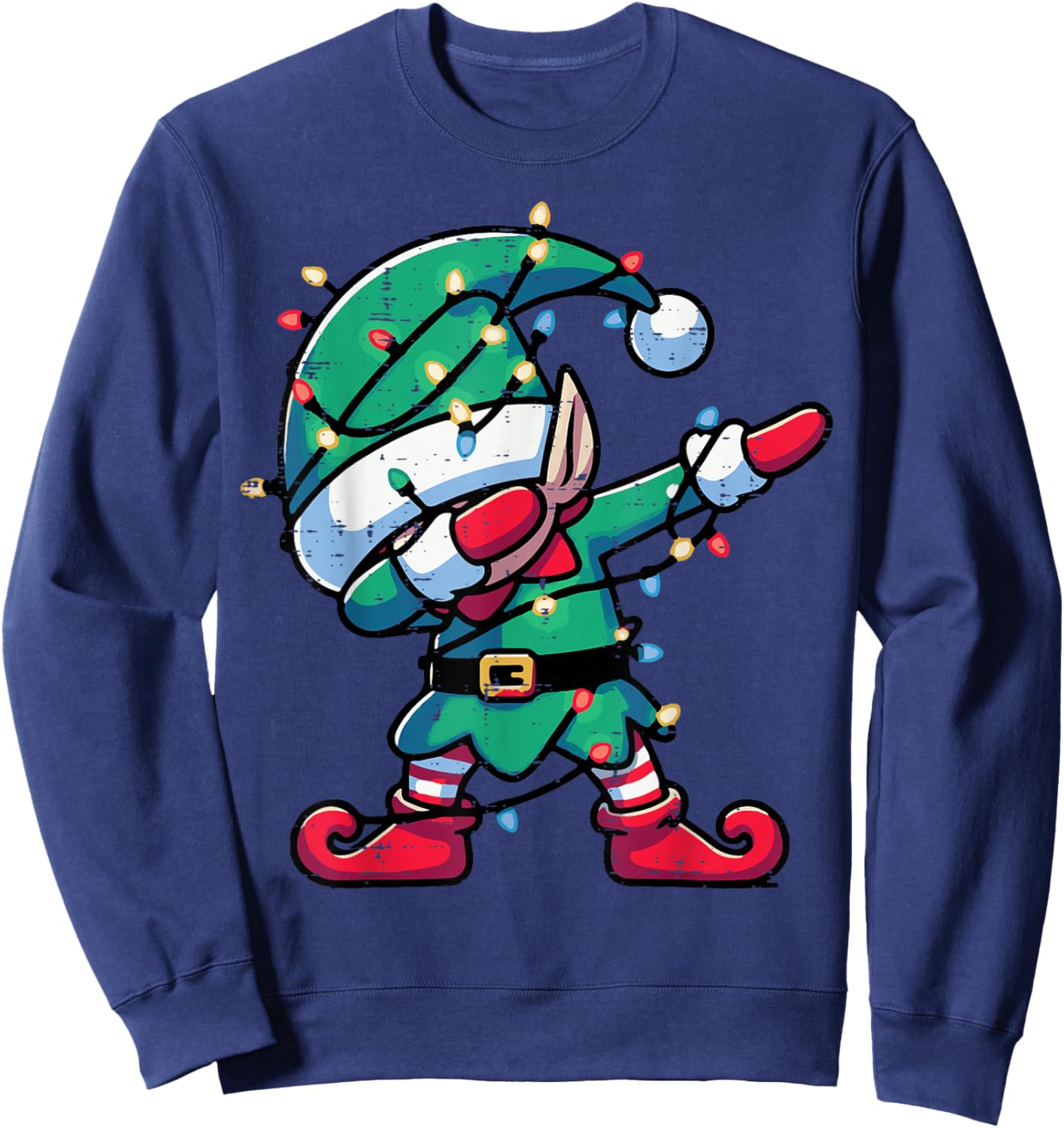 Christmas Elf Dab Cute Xmas Boys Girls Kids Toddler Youth Sweatshirt - Sweatshirt | Navy