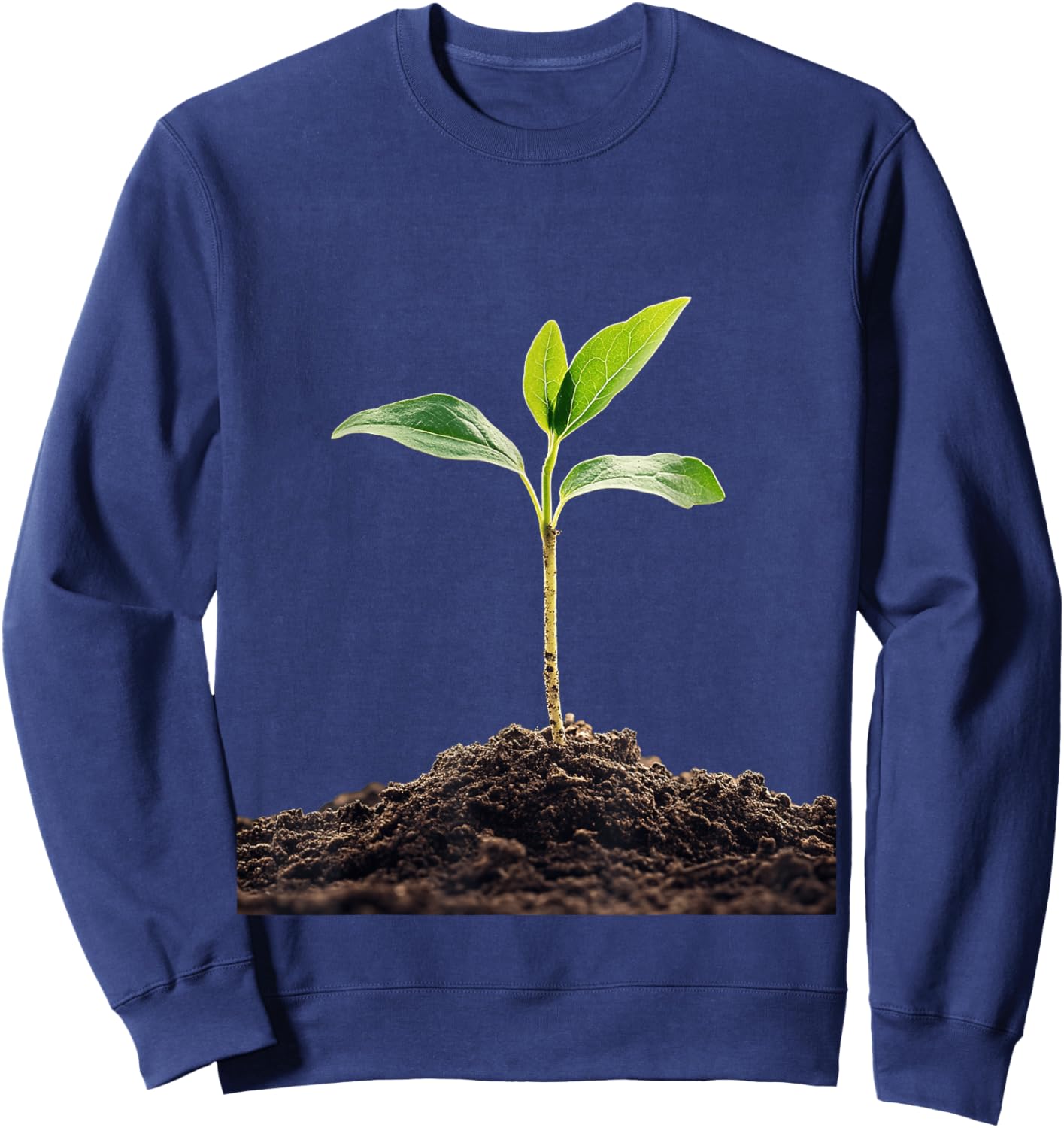 Plant Sprout Against Dark Background Nature Sweatshirt - Sweatshirt | Navy