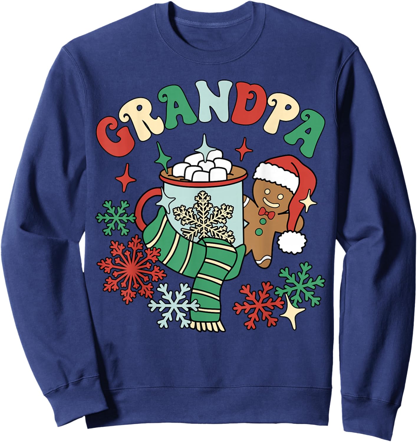 Grandpa Hot Cocoa Gingerbread Matching Family Christmas Sweatshirt - Sweatshirt | Navy