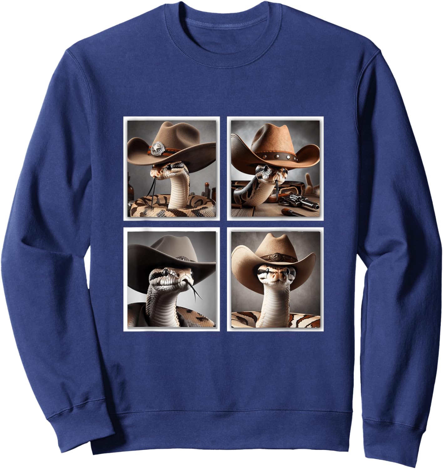 Snake In Cowboy Hat Funny Animal Photobooth Snake Owner Sweatshirt - Sweatshirt | Navy