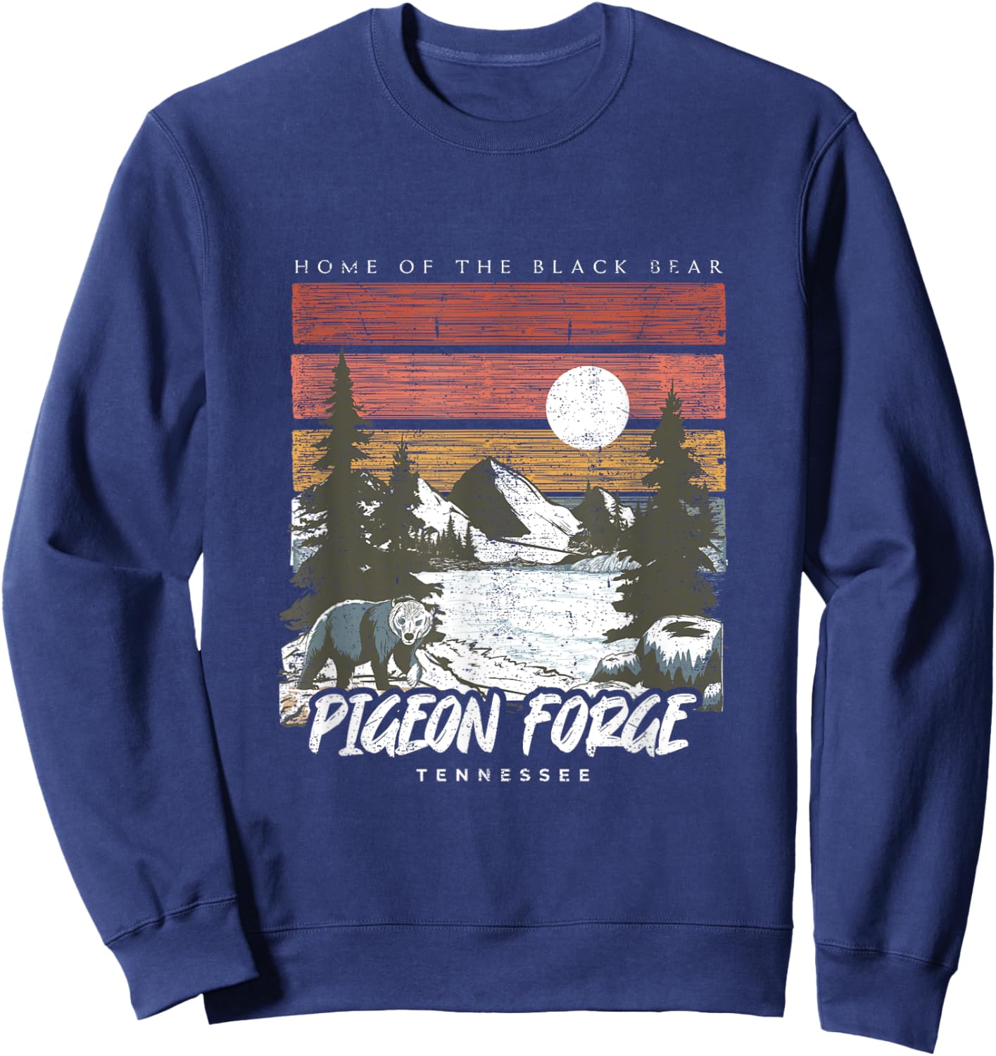 Pigeon Forge Tennessee Home Of The Black Bear Retro 70s 80s Sweatshirt - Sweatshirt | Navy